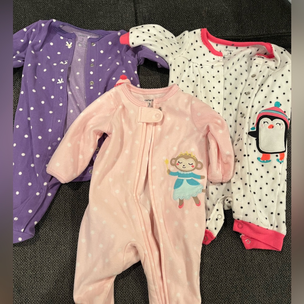 Baby girl fleece sleepers